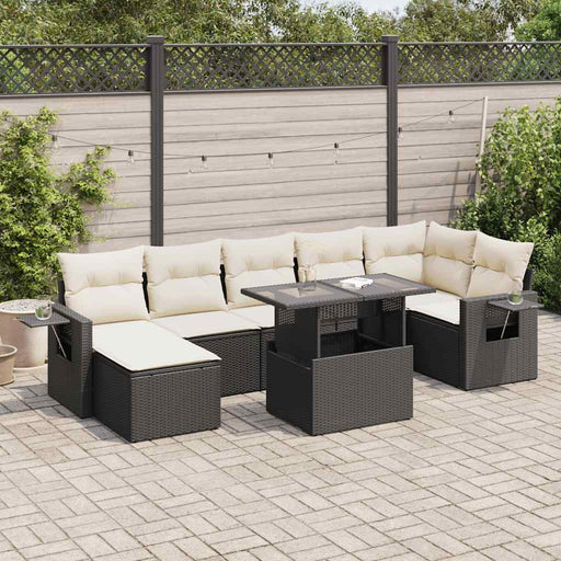 Set mobilier de grădină cu perne, 8 piese, negru, poliratan - WALTI WALTI