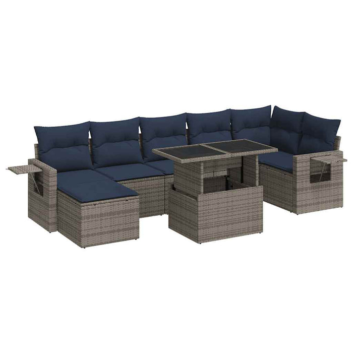 Set canapele grădină cu perne 8 piese gri poliratan/lemn acacia - WALTI WALTI