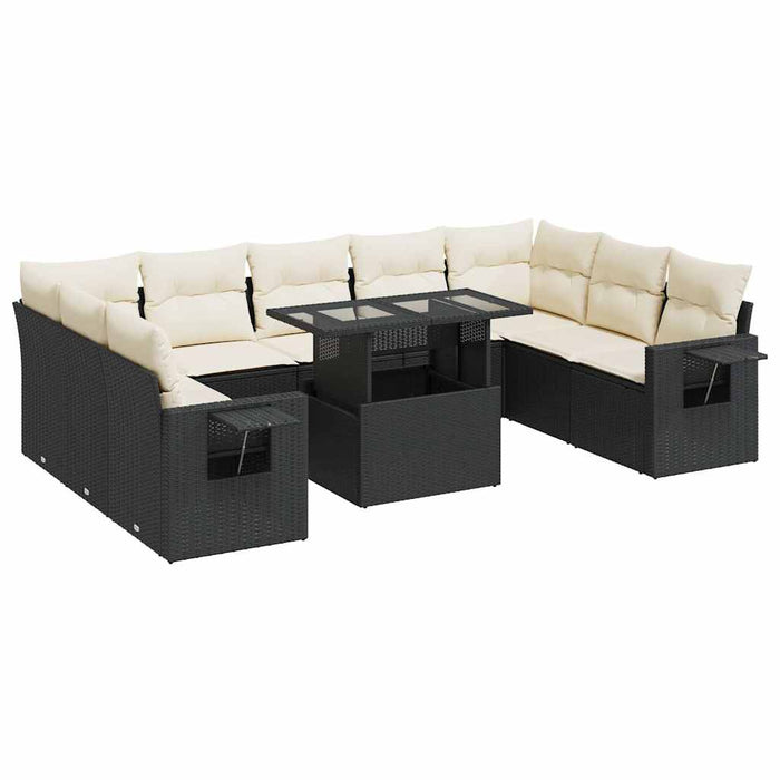 Set canapele de grădină cu perne, 10 piese, negru, poliratan - WALTI WALTI