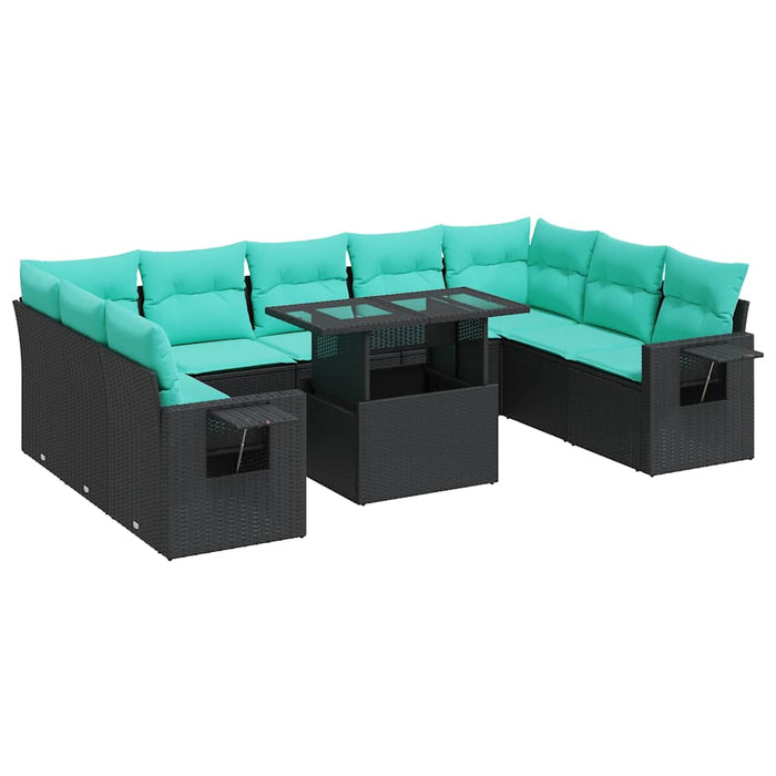 Set canapele de grădină cu perne, 10 piese, negru, poliratan - WALTI WALTI