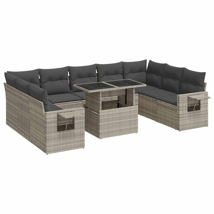Set canapele de grădină cu perne 10 piese gri deschis poliratan - WALTI WALTI