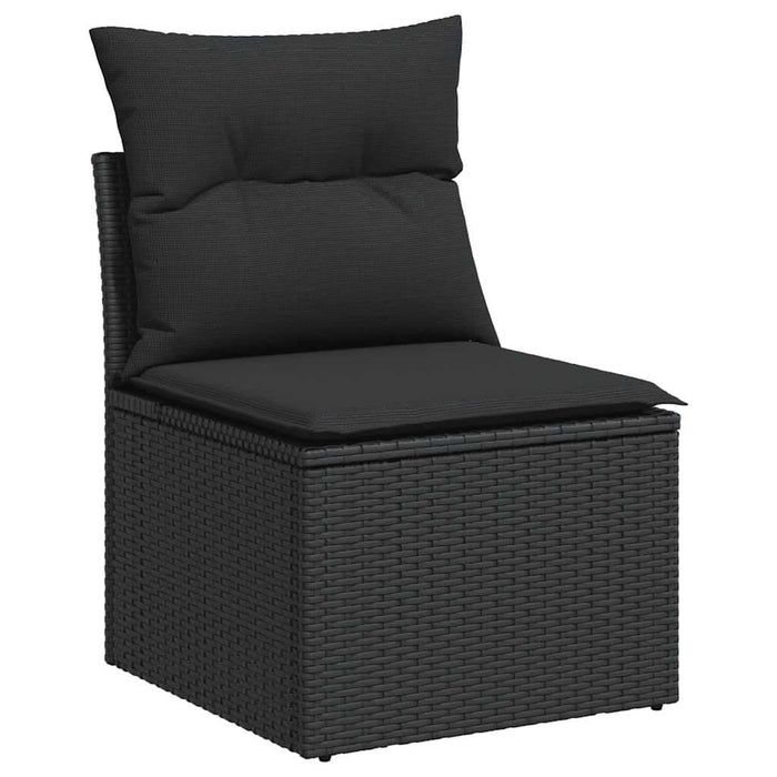 Set canapele de grădină cu perne, 11 piese, negru, poliratan - WALTI WALTI