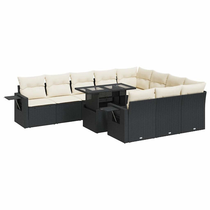 Set canapele de grădină cu perne, 11 piese, negru, poliratan - WALTI WALTI