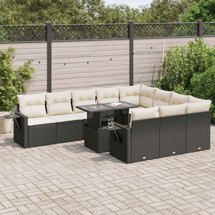 Set canapele de grădină cu perne, 11 piese, negru, poliratan - WALTI WALTI