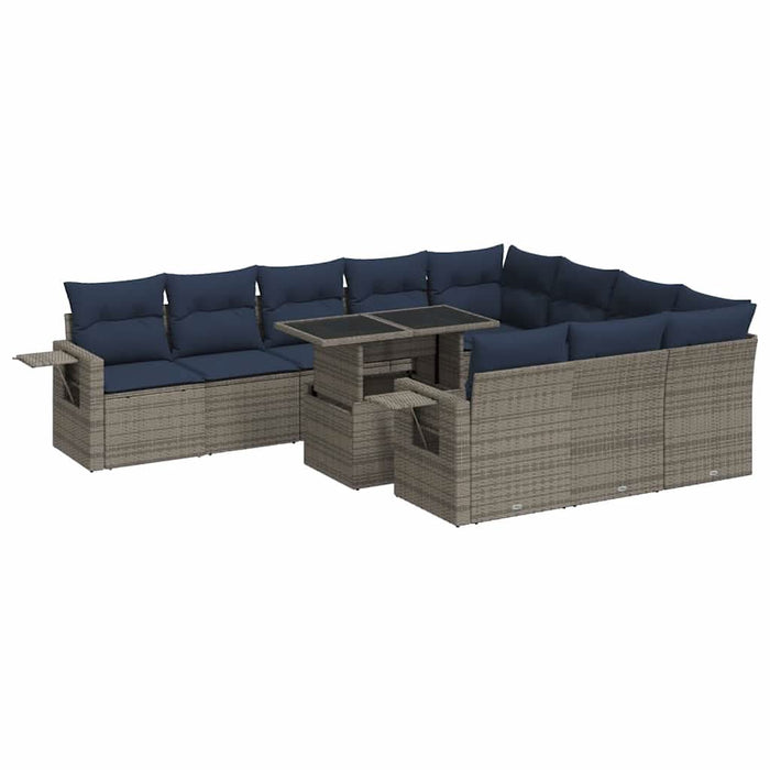 Set canapele grădină perne 11 piese, gri, poliratan/lemn acacia - WALTI WALTI