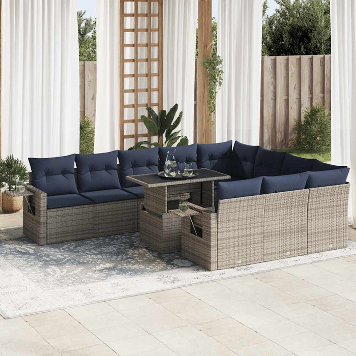 Set canapele grădină perne 11 piese, gri, poliratan/lemn acacia - WALTI WALTI