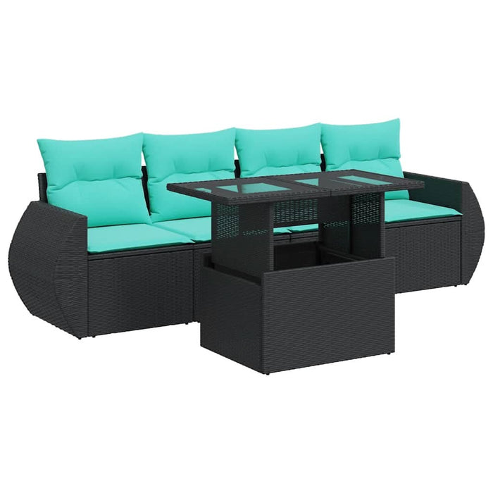 Set mobilier de grădină cu perne, 5 piese,poliratan/lemn acacia WALTI