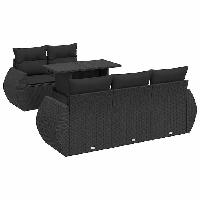 Set mobilier de grădină cu perne, 6 piese, negru, poliratan - WALTI WALTI