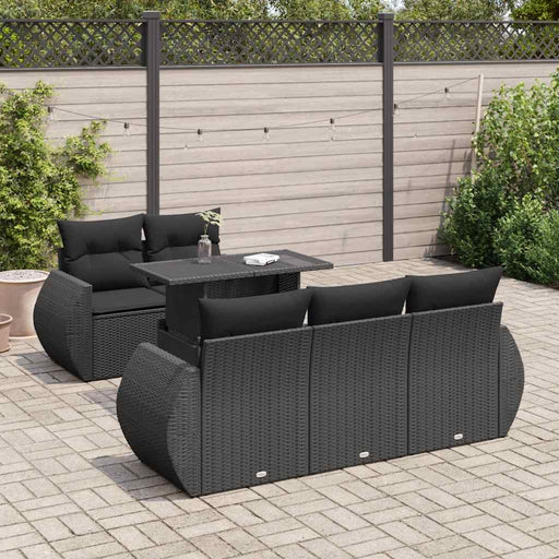 Set mobilier de grădină cu perne, 6 piese, negru, poliratan - WALTI WALTI