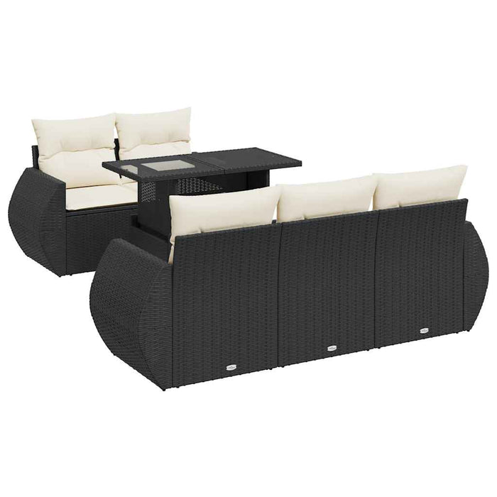 Set mobilier de grădină cu perne, 6 piese, negru, poliratan - WALTI WALTI