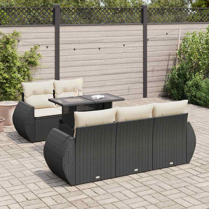 Set mobilier de grădină cu perne, 6 piese, negru, poliratan - WALTI WALTI