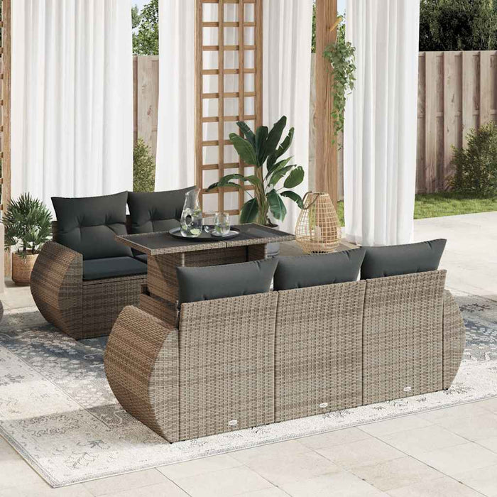 Set mobilier grădină cu perne, 6 piese, gri, poliratan - WALTI WALTI