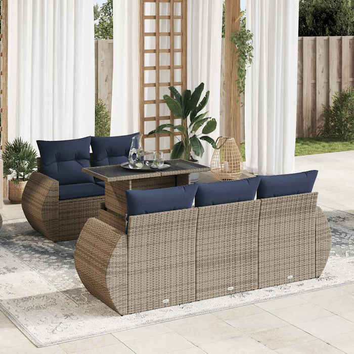 Set mobilier grădină cu perne 6 piese gri poliratan/lemn acacia - WALTI WALTI