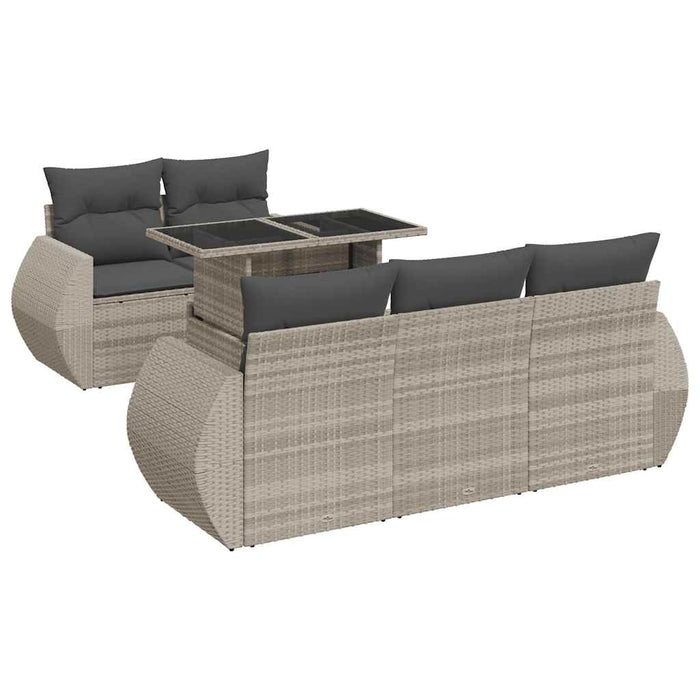 Set canapele de grădină cu perne, 6 piese gri deschis poliratan - WALTI WALTI