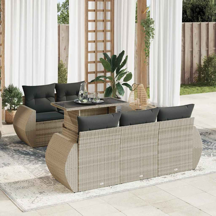 Set canapele de grădină cu perne, 6 piese gri deschis poliratan - WALTI WALTI