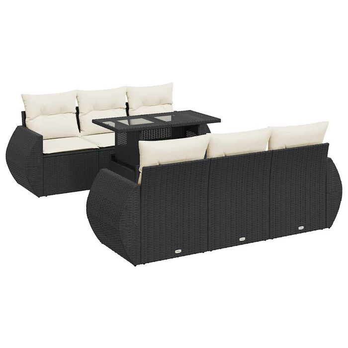 Set canapele de grădină cu perne, 7 piese, negru, poliratan - WALTI WALTI