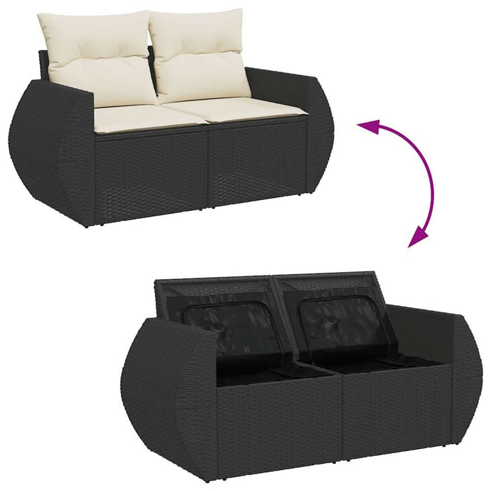 Set canapele de grădină cu perne, 7 piese, negru, poliratan - WALTI WALTI