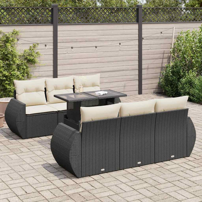 Set canapele de grădină cu perne, 7 piese, negru, poliratan - WALTI WALTI