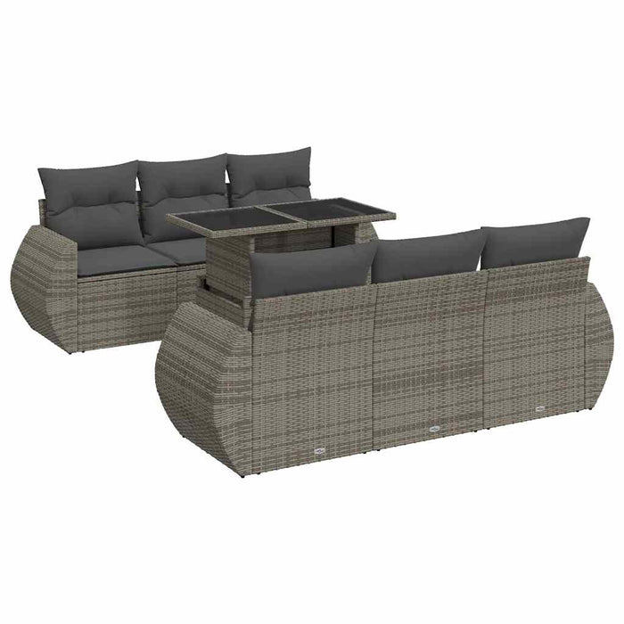 Set canapele de grădină, 7 piese, cu perne, gri, poliratan - WALTI WALTI