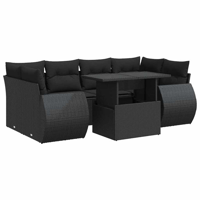 Set canapele de grădină cu perne, 7 piese, negru, poliratan - WALTI WALTI