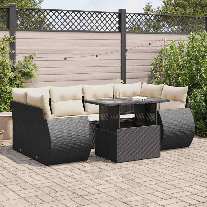 Set canapele de grădină cu perne, 7 piese, negru, poliratan - WALTI WALTI