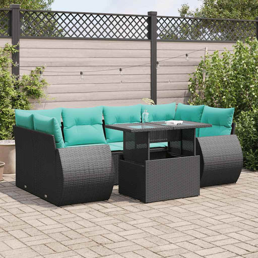 Set canapele grădină perne 7 piese negru, poliratan/lemn acacia - WALTI WALTI