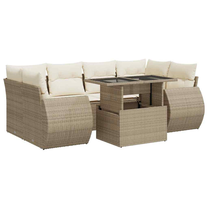 Set canapele de grădină, 7 piese, cu perne, bej, poliratan - WALTI WALTI