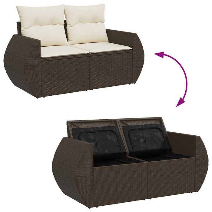 Set canapele de grădină cu perne, 7 piese, maro, poliratan WALTI