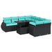 Set mobilier grădină perne 9 piese negru poliratan/lemn acacia - WALTI WALTI
