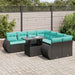 Set mobilier grădină perne 9 piese negru poliratan/lemn acacia - WALTI WALTI
