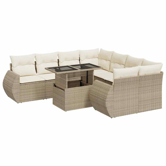 Set canapele de grădină, 9 piese, cu perne, bej, poliratan - WALTI WALTI
