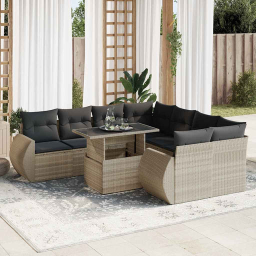 Set canapele de grădină cu perne, 9 piese gri deschis poliratan - WALTI WALTI