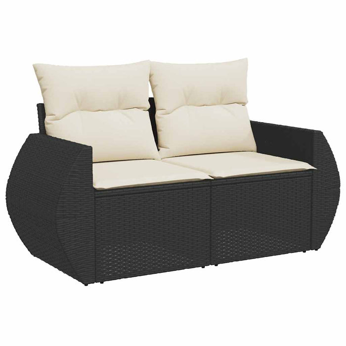 Set mobilier de grădină cu perne, 6 piese, negru, poliratan - WALTI WALTI