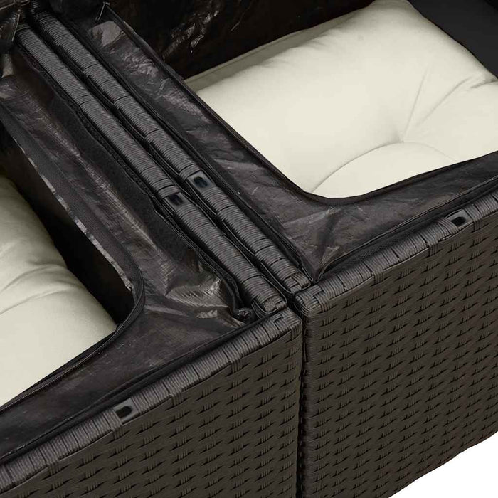 Set mobilier de grădină cu perne, 6 piese, negru, poliratan - WALTI WALTI