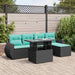 Set mobilier grădină perne 6 piese negru poliratan/lemn acacia - WALTI WALTI