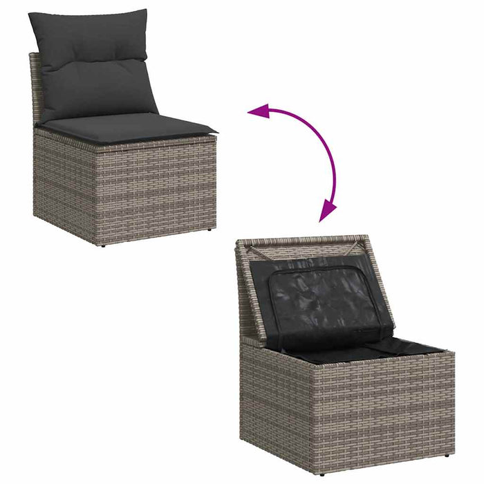 Set mobilier grădină cu perne, 6 piese, gri, poliratan - WALTI WALTI