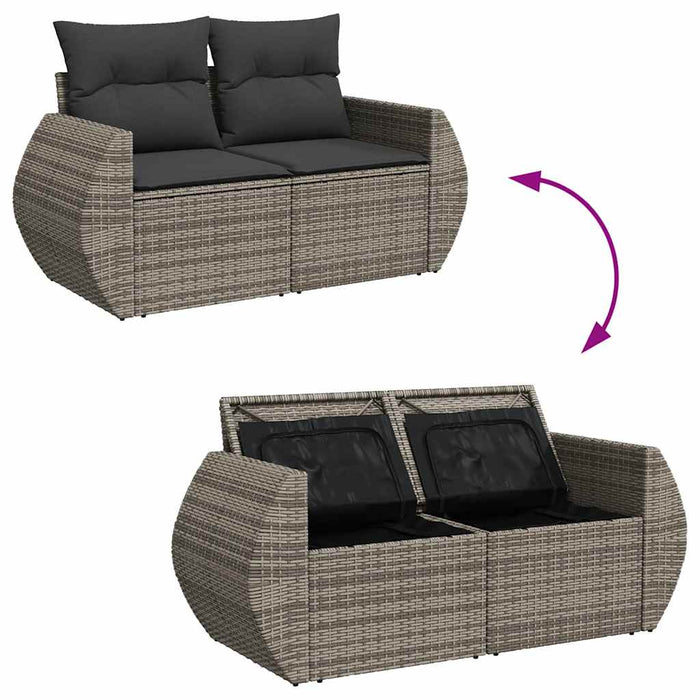 Set mobilier grădină cu perne, 6 piese, gri, poliratan - WALTI WALTI