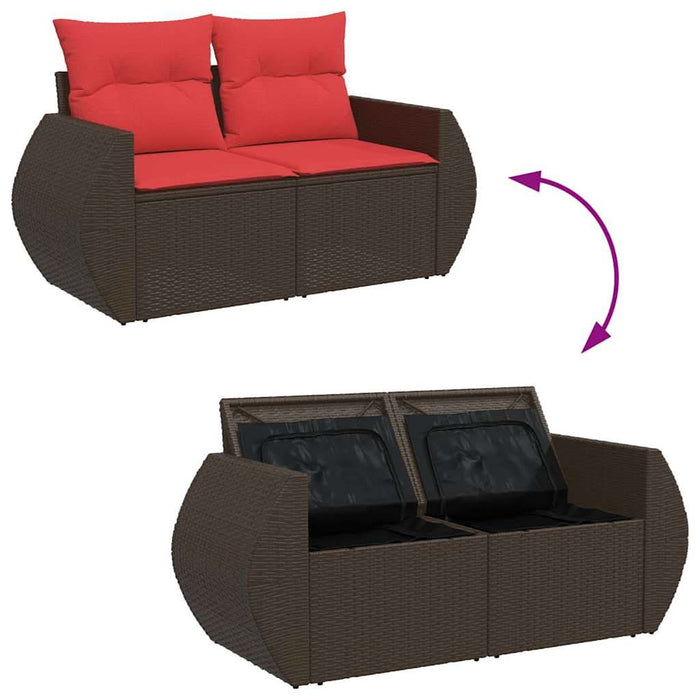 Set canapele de grădină cu perne, 6 piese, maro, poliratan - WALTI WALTI