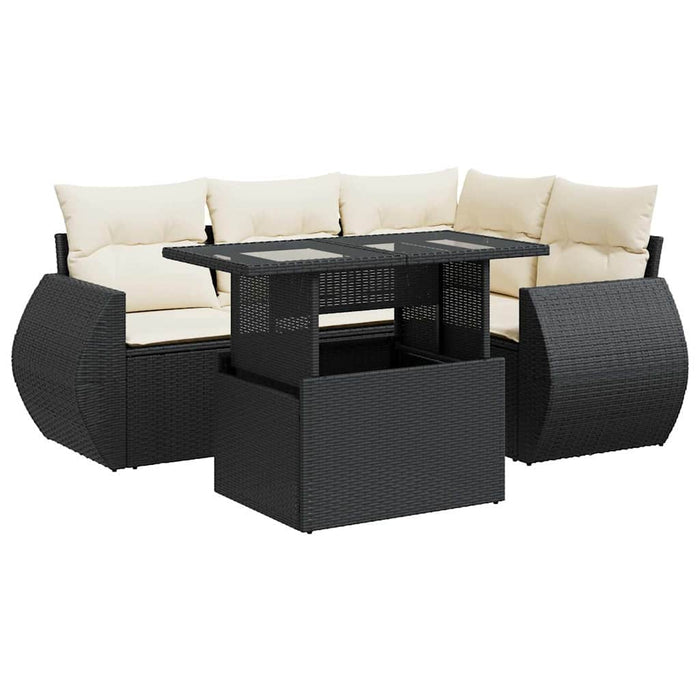 Set mobilier de grădină cu perne, 5 piese, negru, poliratan - WALTI WALTI