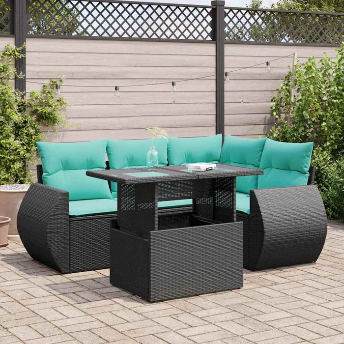Set mobilier de grădină cu perne, 5 piese,poliratan/lemn acacia WALTI