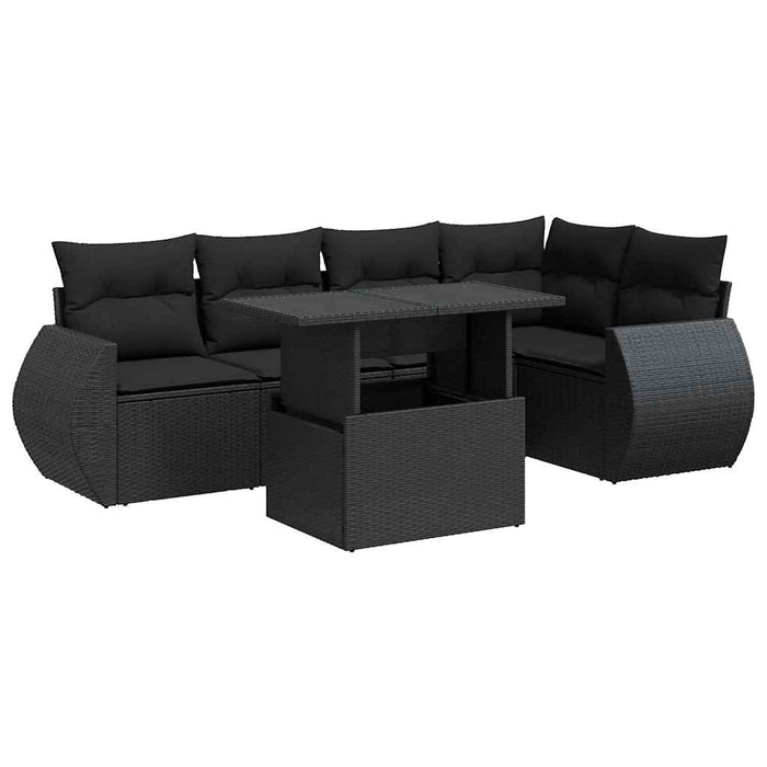 Set mobilier de grădină cu perne, 6 piese, negru, poliratan - WALTI WALTI