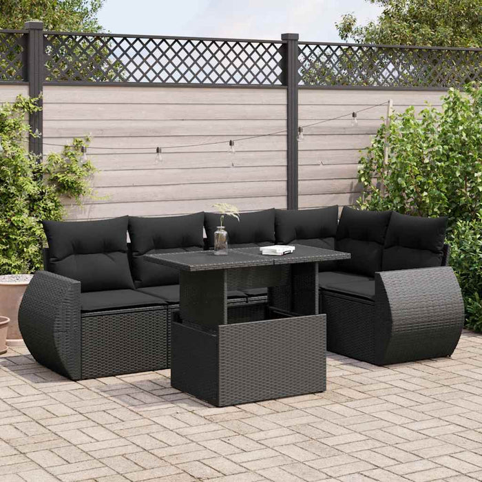 Set mobilier de grădină cu perne, 6 piese, negru, poliratan - WALTI WALTI