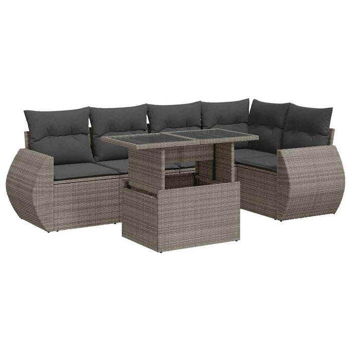 Set mobilier grădină cu perne, 6 piese, gri, poliratan - WALTI WALTI