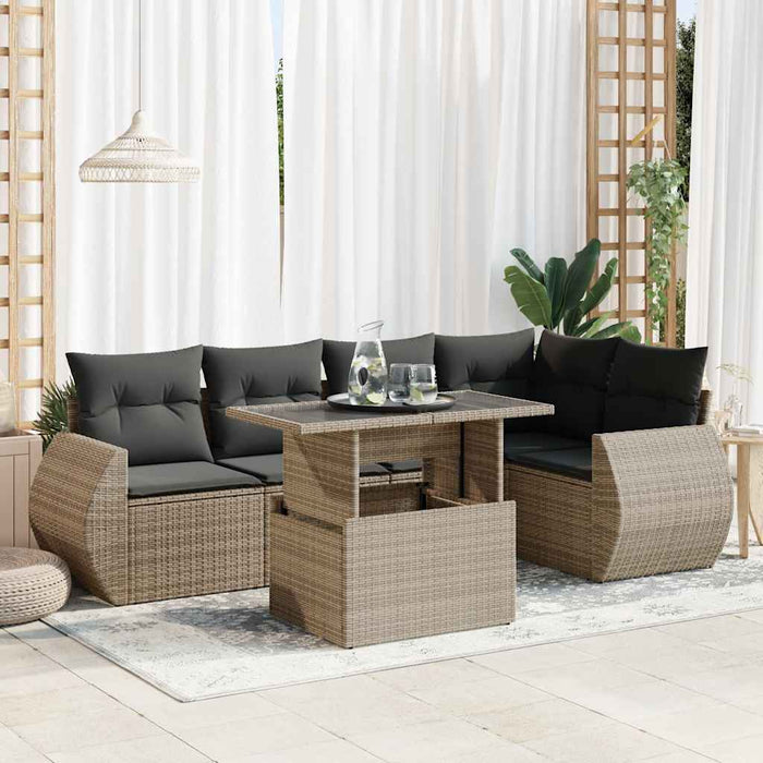 Set mobilier grădină cu perne, 6 piese, gri, poliratan - WALTI WALTI