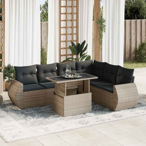 Set canapele de grădină, 7 piese, cu perne, gri, poliratan - WALTI WALTI