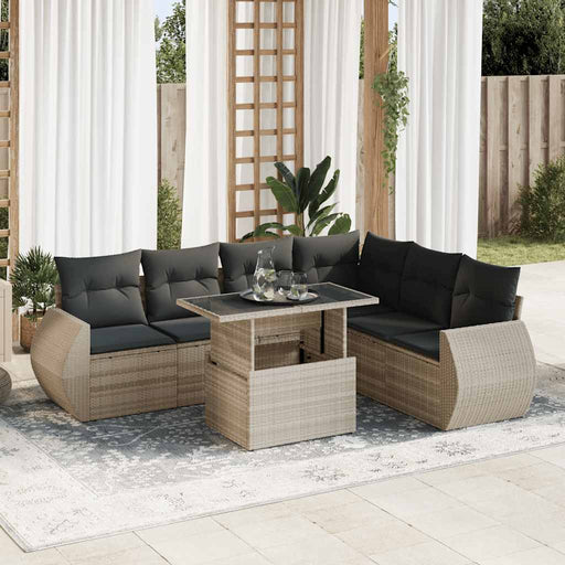 Set canapele de grădină cu perne, 7piese gri deschis poliratan - WALTI WALTI