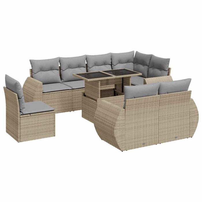 Set canapele de grădină, 9 piese, cu perne, bej, poliratan - WALTI WALTI