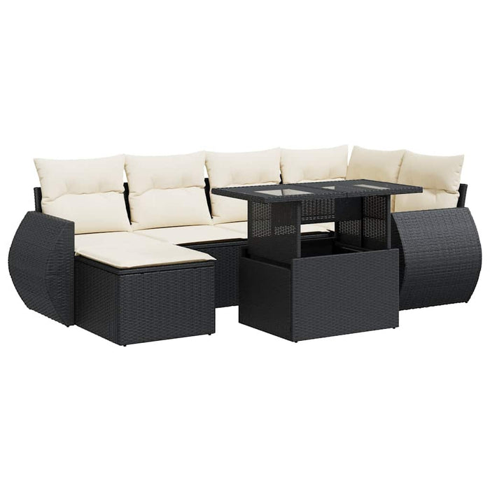 Set canapele de grădină cu perne, 7 piese, negru, poliratan - WALTI WALTI