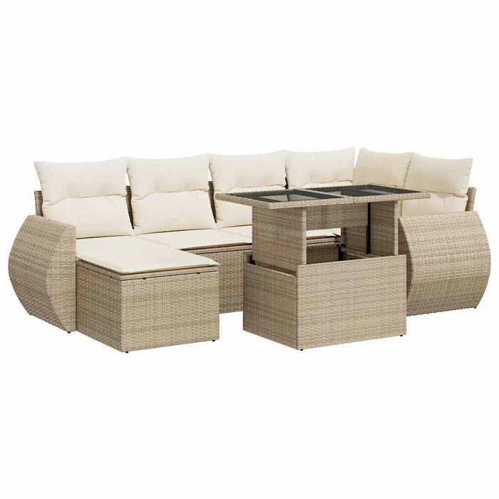 Set canapele de grădină, 7 piese, cu perne, bej, poliratan - WALTI WALTI