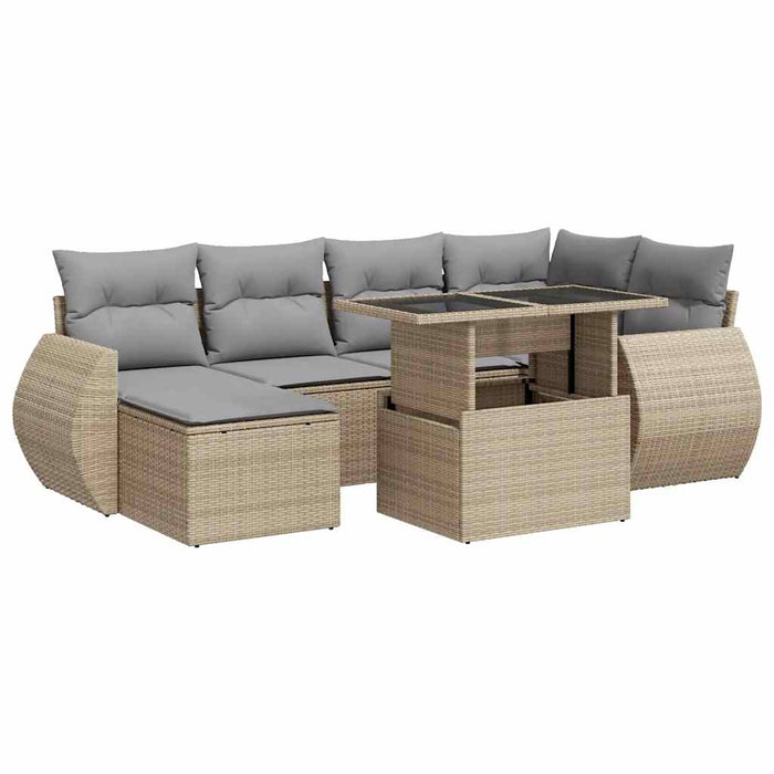 Set canapele de grădină, 7 piese, cu perne, bej, poliratan - WALTI WALTI